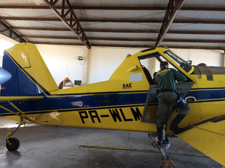 Aeronave agrícola apreendida em operação conjunta do Ibama com a ANAC e a Secretaria de Agricultura do RS Foto: Ibama
