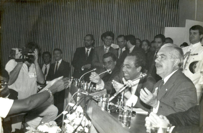 Visita do então Presidente da República, José Sarney, à sede do Ibama, por ocasião do 1º aniversário do IBAMA