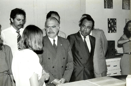 Visita do então Presidente da República, José Sarney, à sede do Ibama, por ocasião do 1º aniversário do IBAMA.